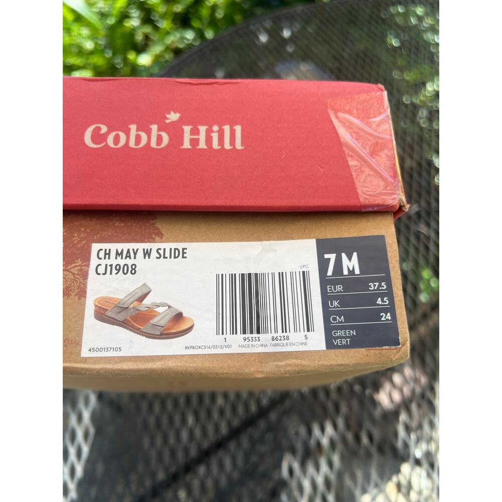 Cobb Hill May Sage Green Slides Womens Cork Footbed Leather Sz 7 NEW! - Picture 8 of 8